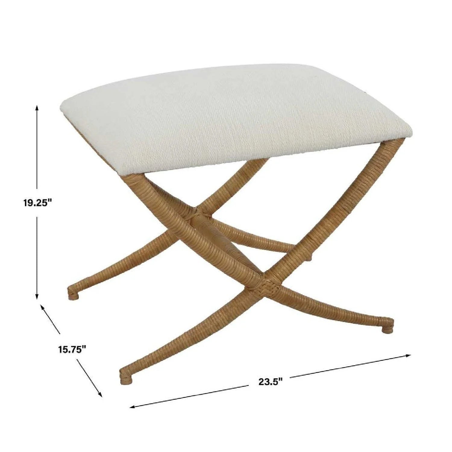 Luxury Natural Rattan Bench European Style for Villa
