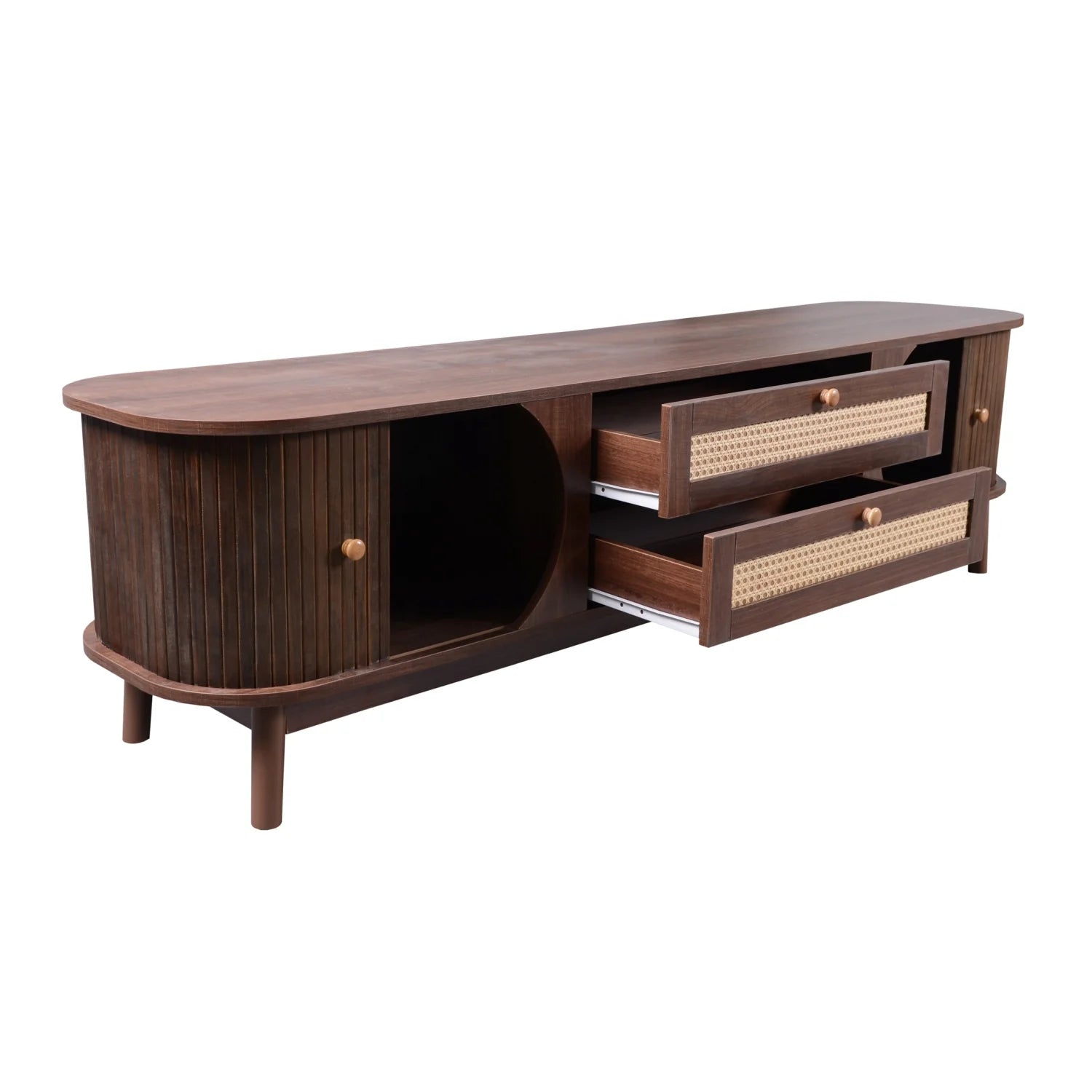 Luxury Natural Rattan Media Unit Modern Italian Style for Villa