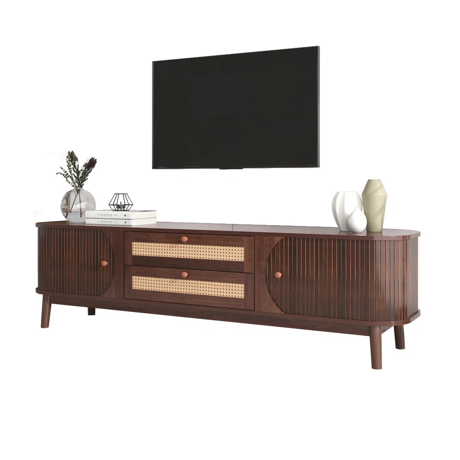 Luxury Natural Rattan Media Unit Modern Italian Style for Villa