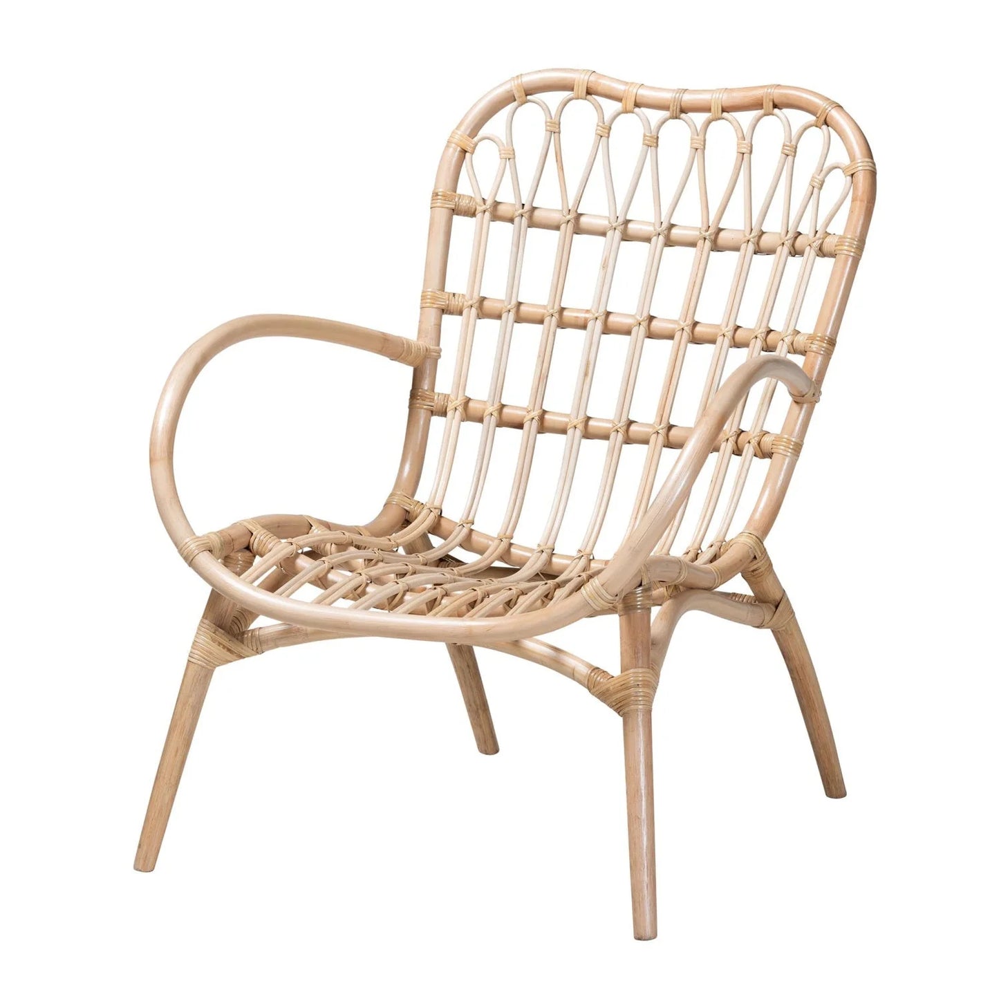 Luxury Natural Rattan Openwork Lounge Chair European Style for Villa