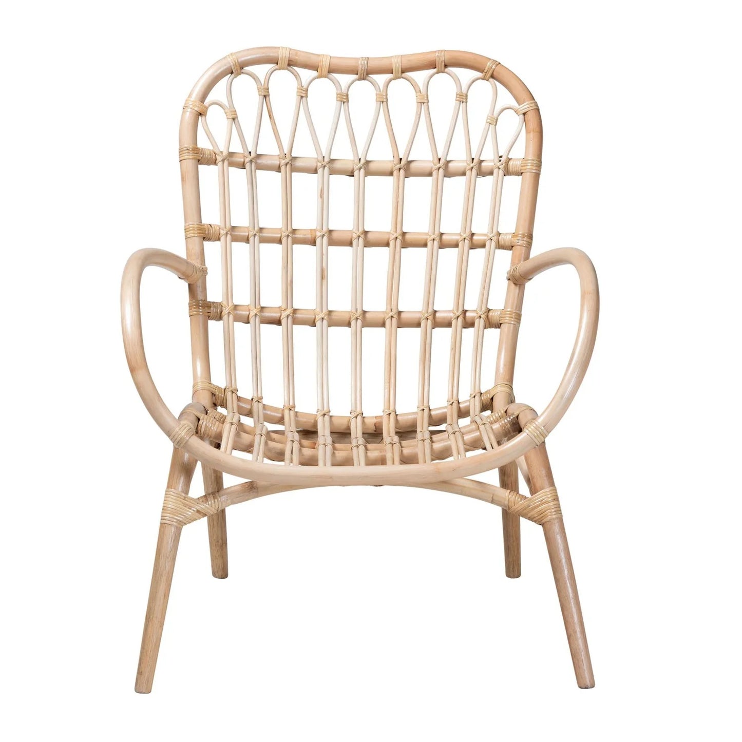 Luxury Natural Rattan Openwork Lounge Chair European Style for Villa