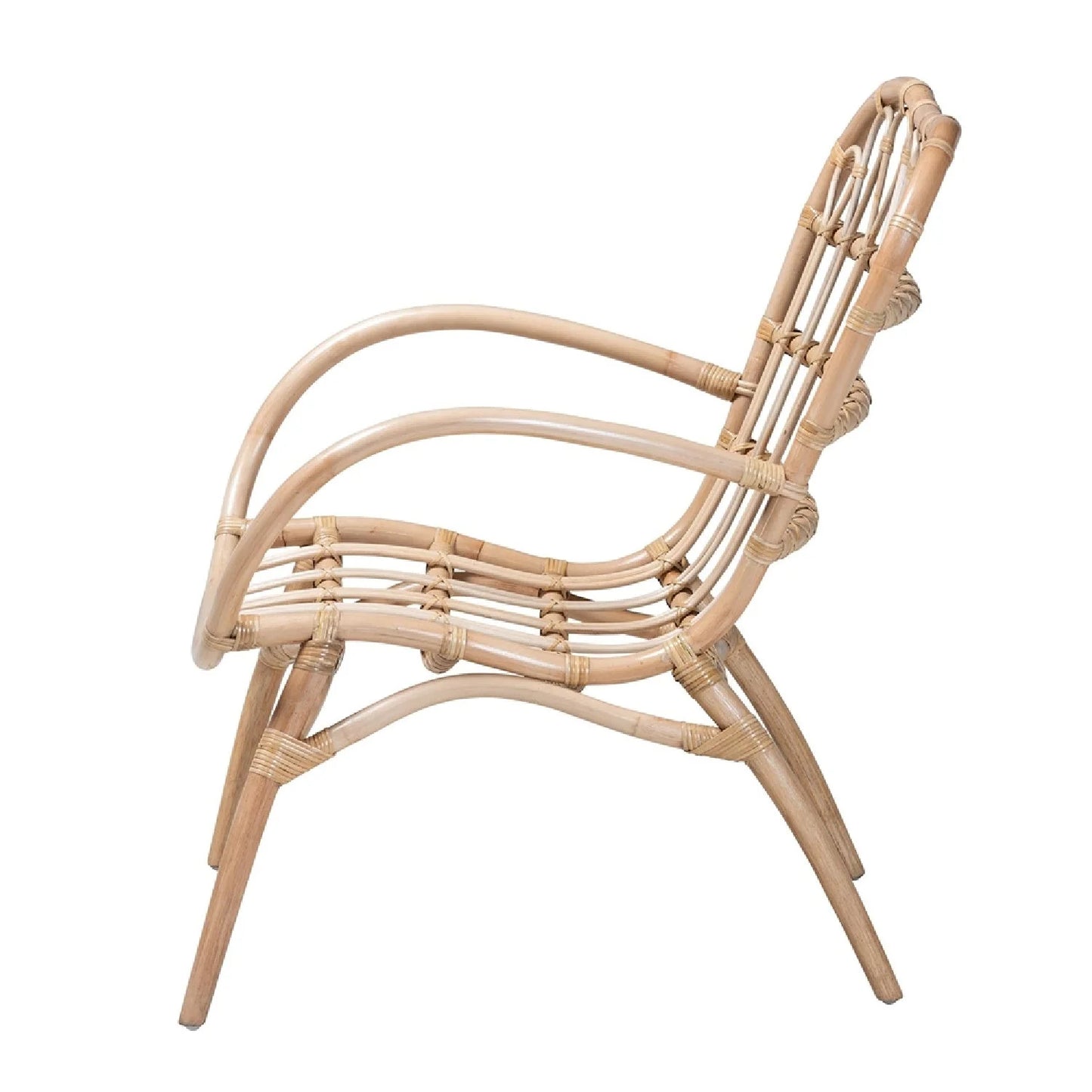 Luxury Natural Rattan Openwork Lounge Chair European Style for Villa