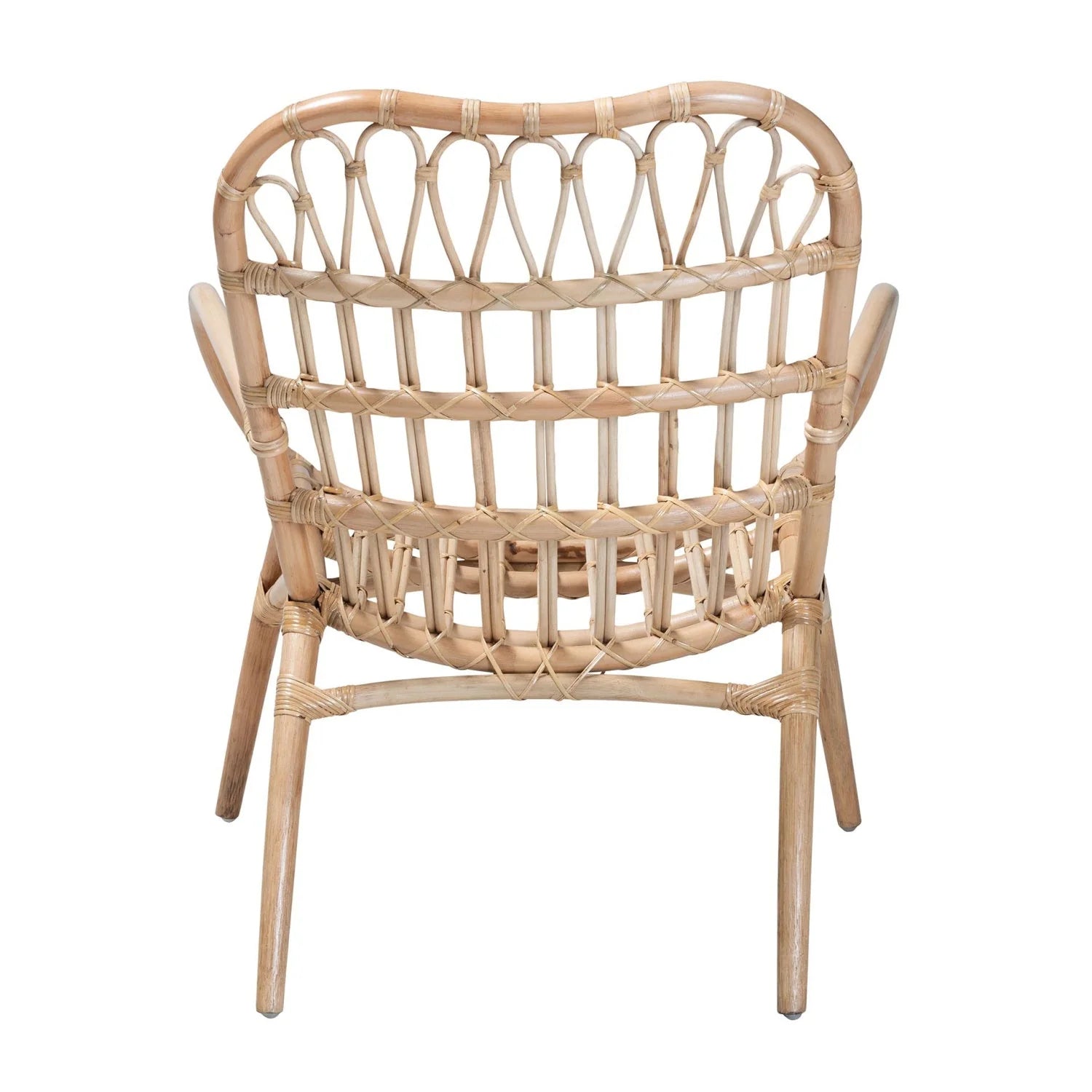 Luxury Natural Rattan Openwork Lounge Chair European Style for Villa