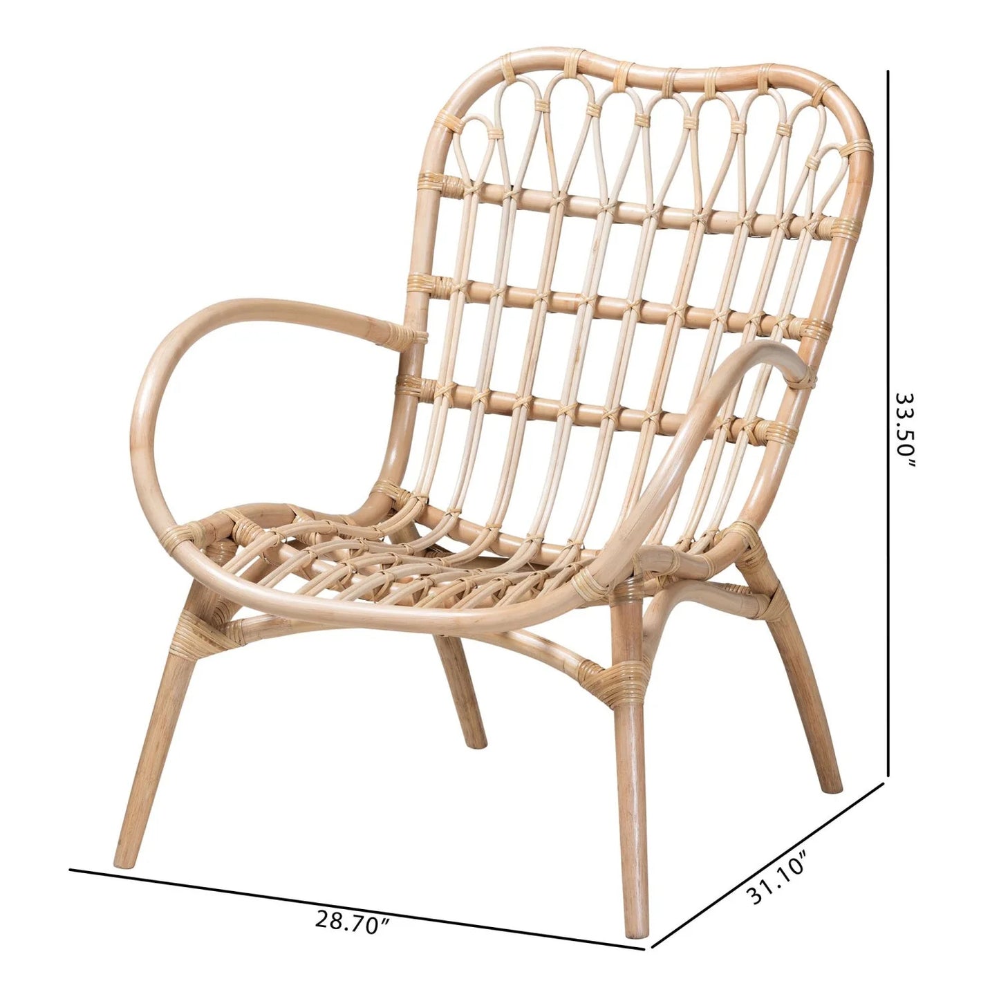 Luxury Natural Rattan Openwork Lounge Chair European Style for Villa