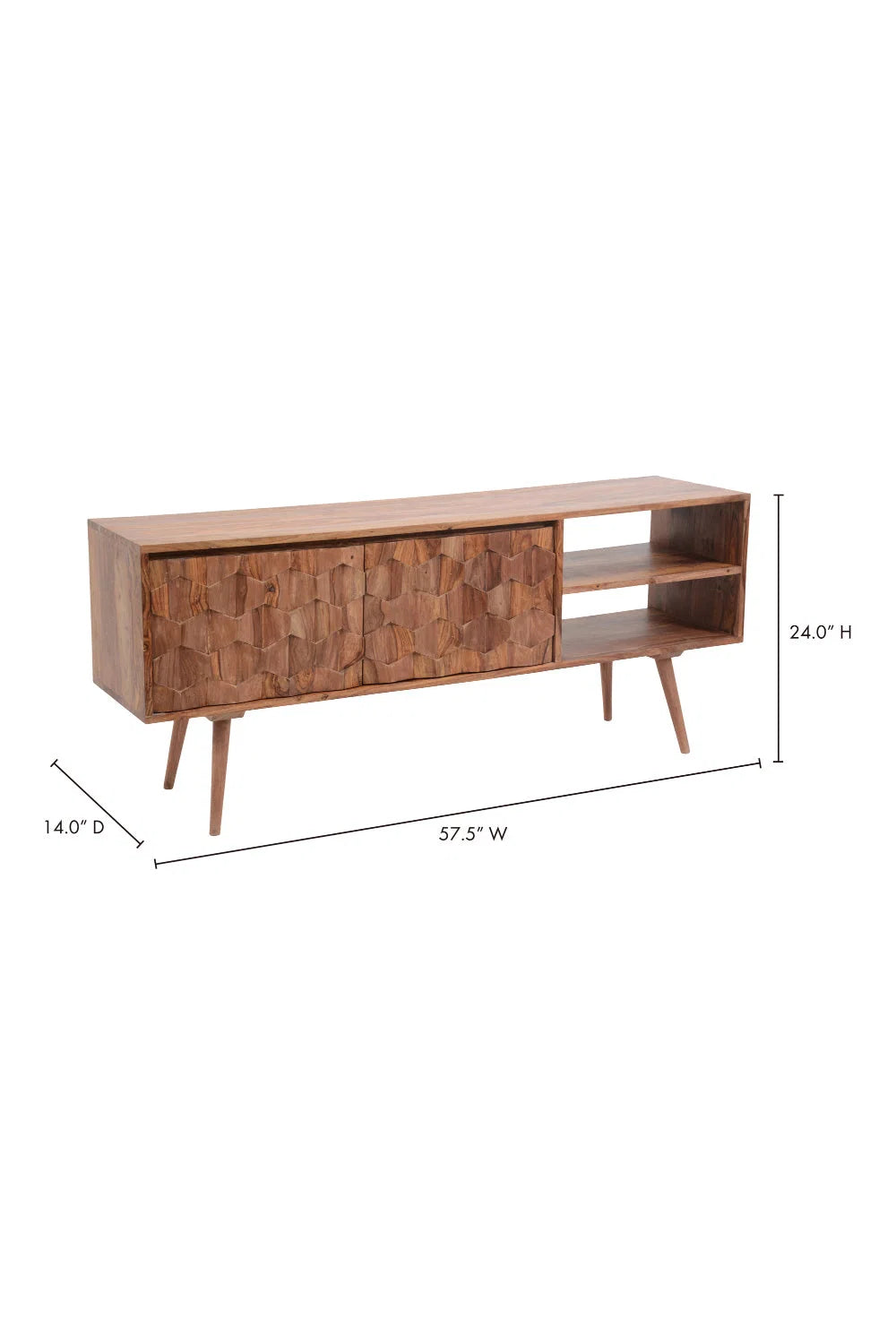 Luxury Natural Sheesham Media Cabinet Modern Italian Style for Villa