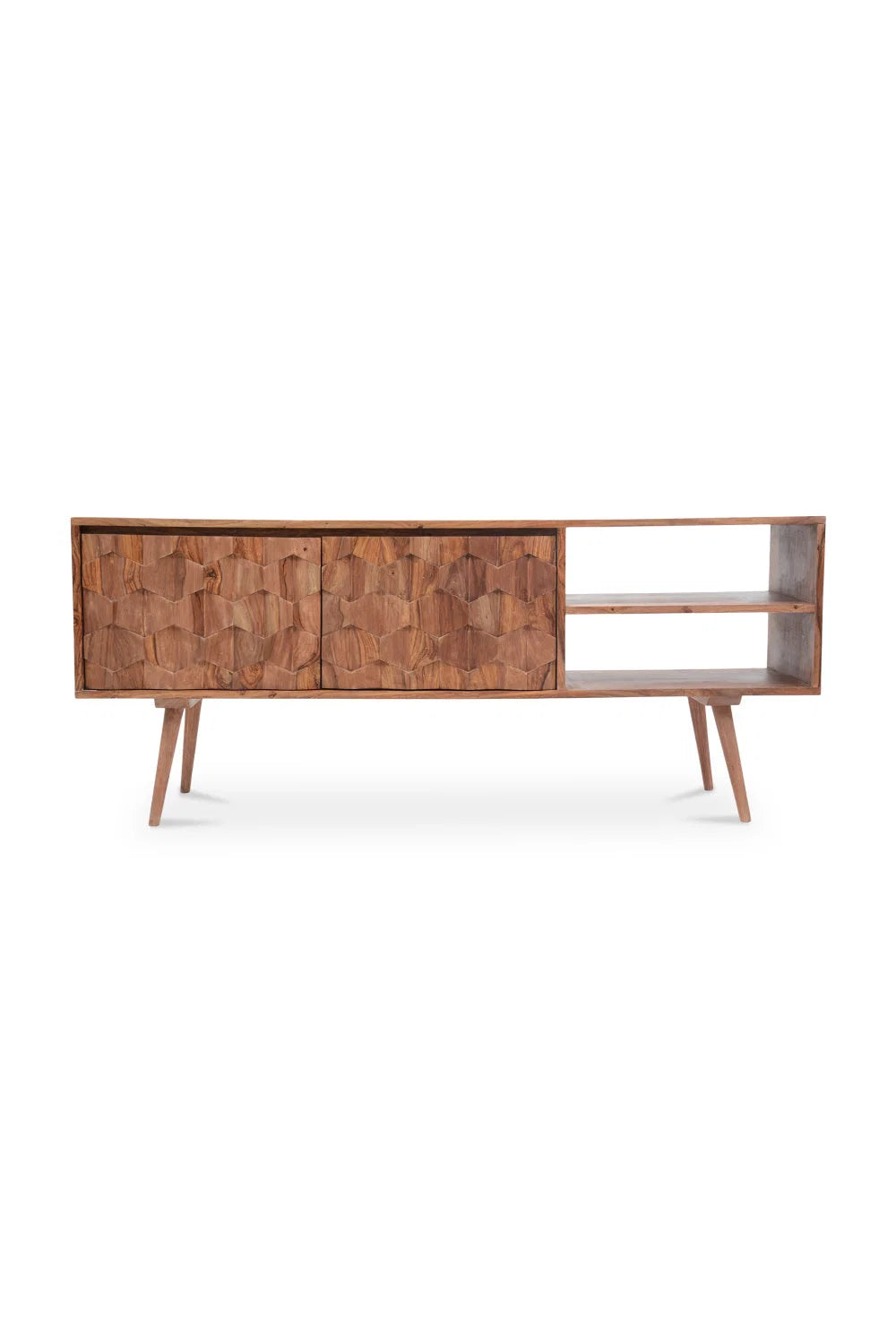 Luxury Natural Sheesham Media Cabinet Modern Italian Style for Villa
