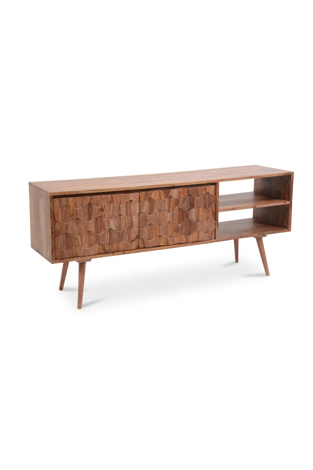 Luxury Natural Sheesham Media Cabinet Modern Italian Style for Villa