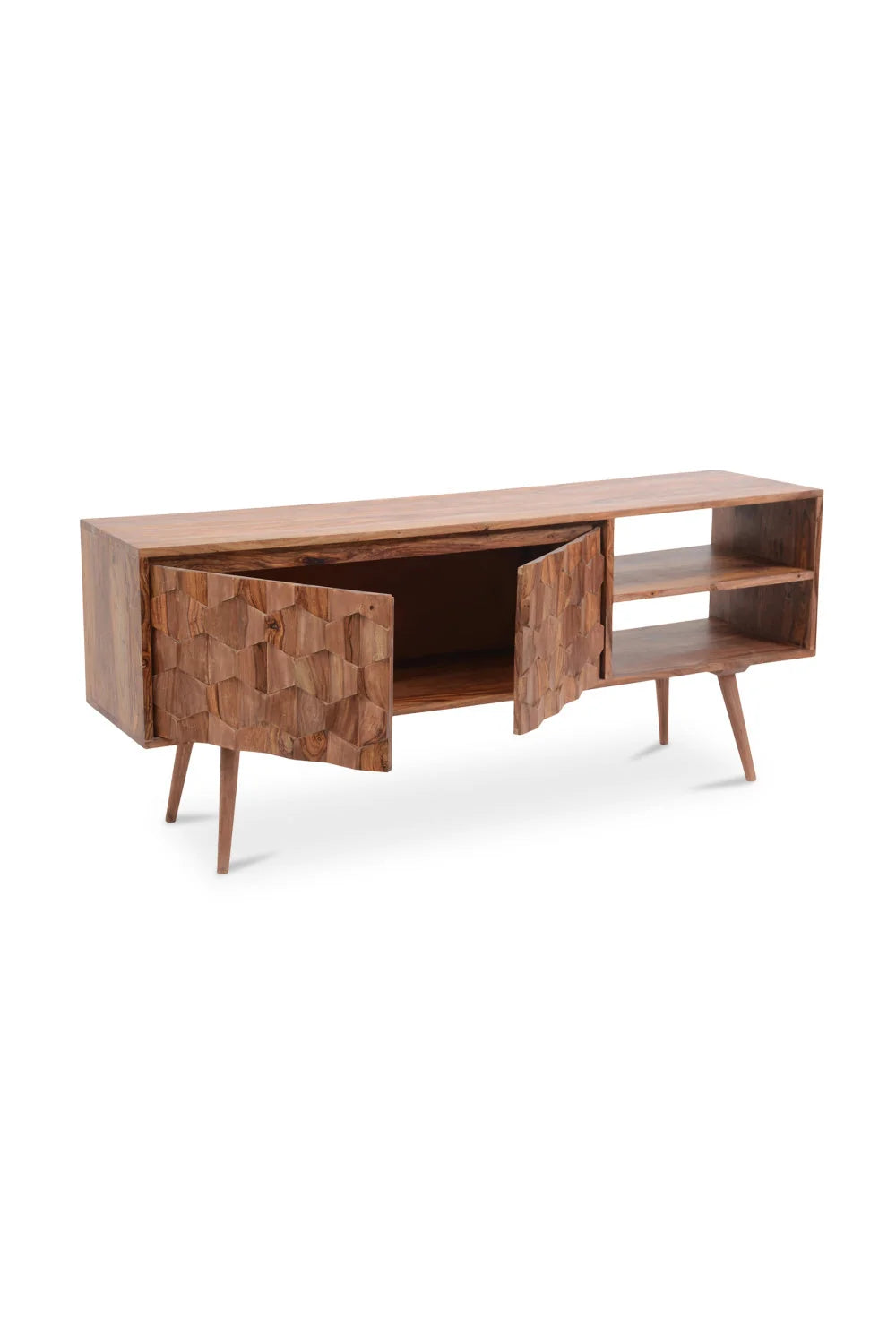 Luxury Natural Sheesham Media Cabinet Modern Italian Style for Villa