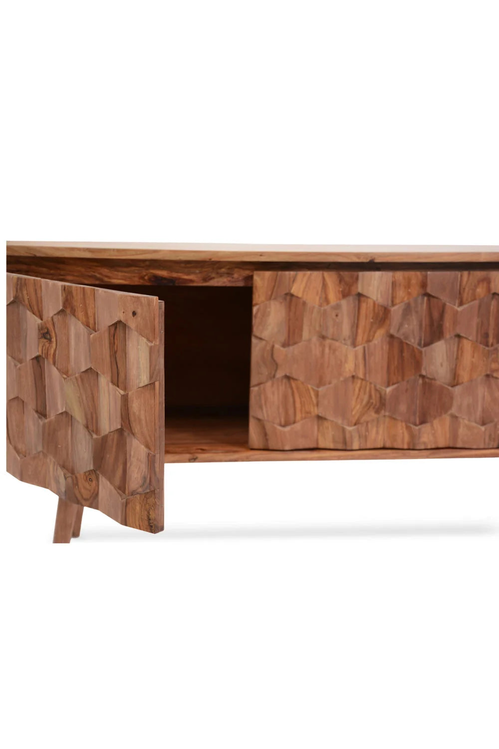 Luxury Natural Sheesham Media Cabinet Modern Italian Style for Villa