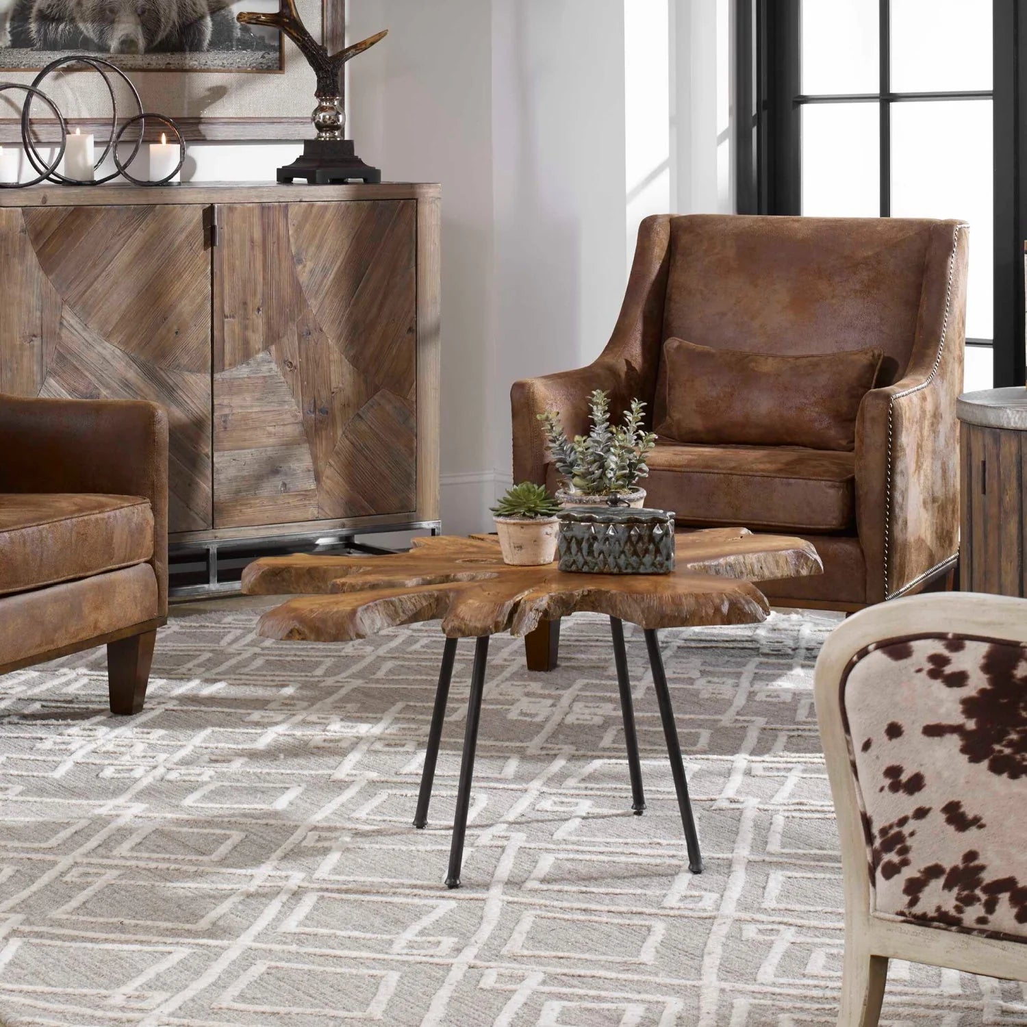 Luxury Natural Teak Coffee Table Modern Italian Style for Villa
