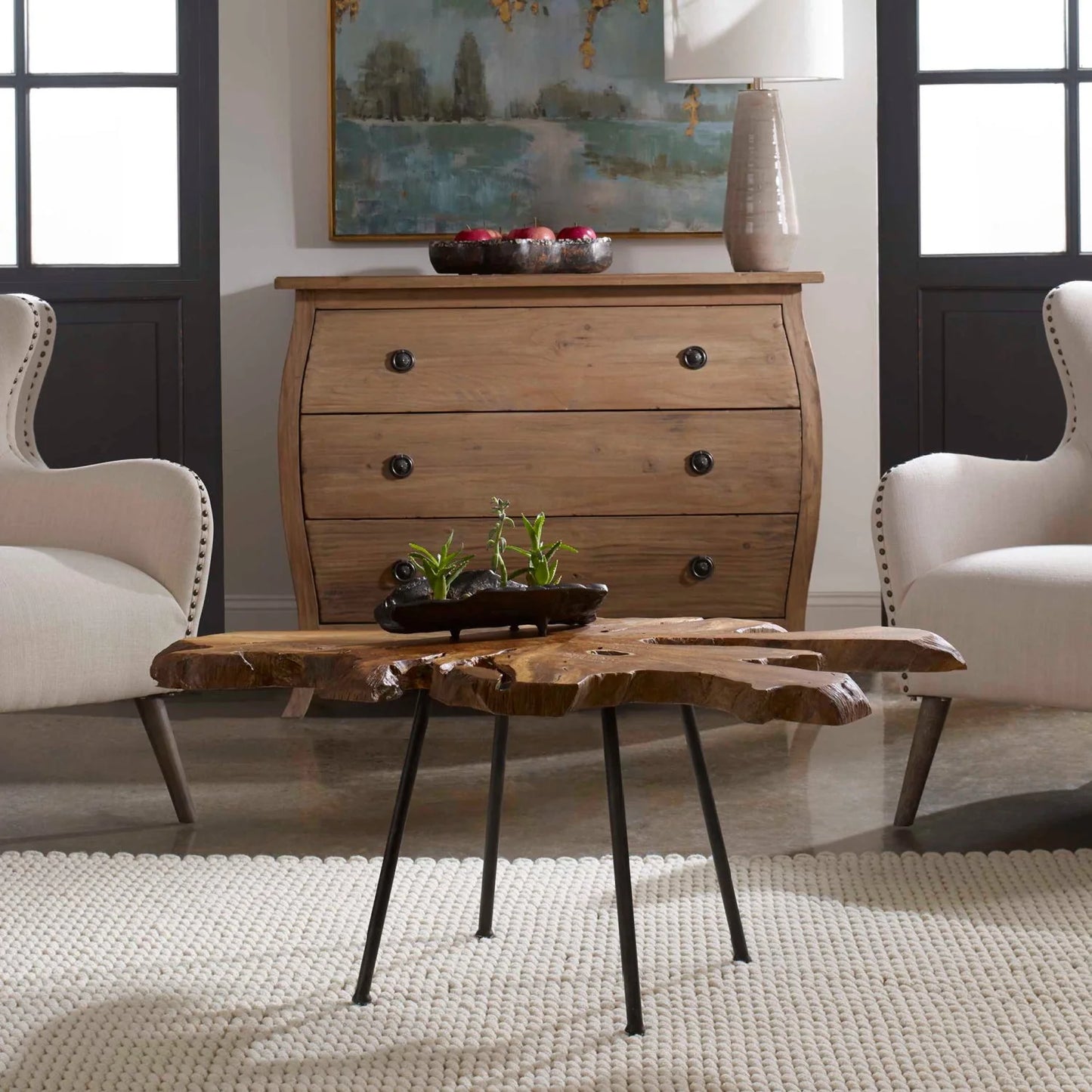 Luxury Natural Teak Coffee Table Modern Italian Style for Villa