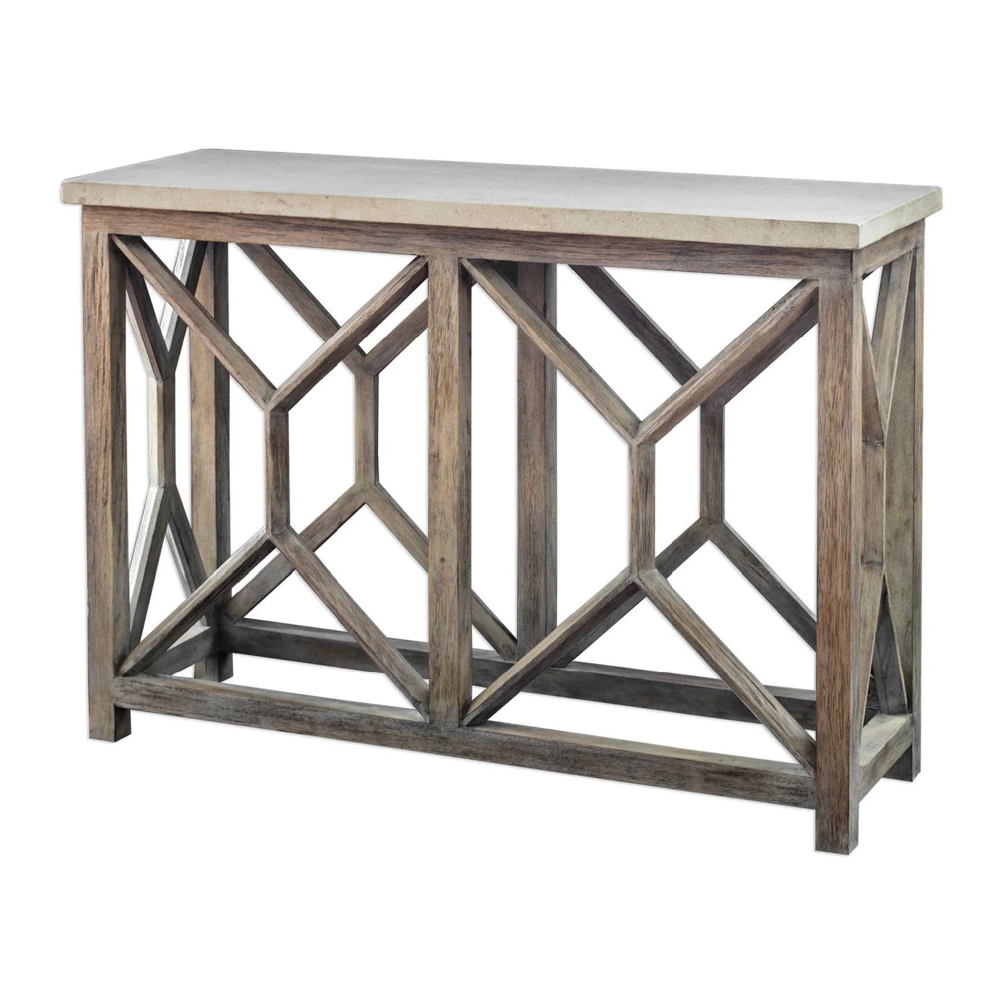 Luxury Natural White Limestone Console Table Modern Italian Style for Villa