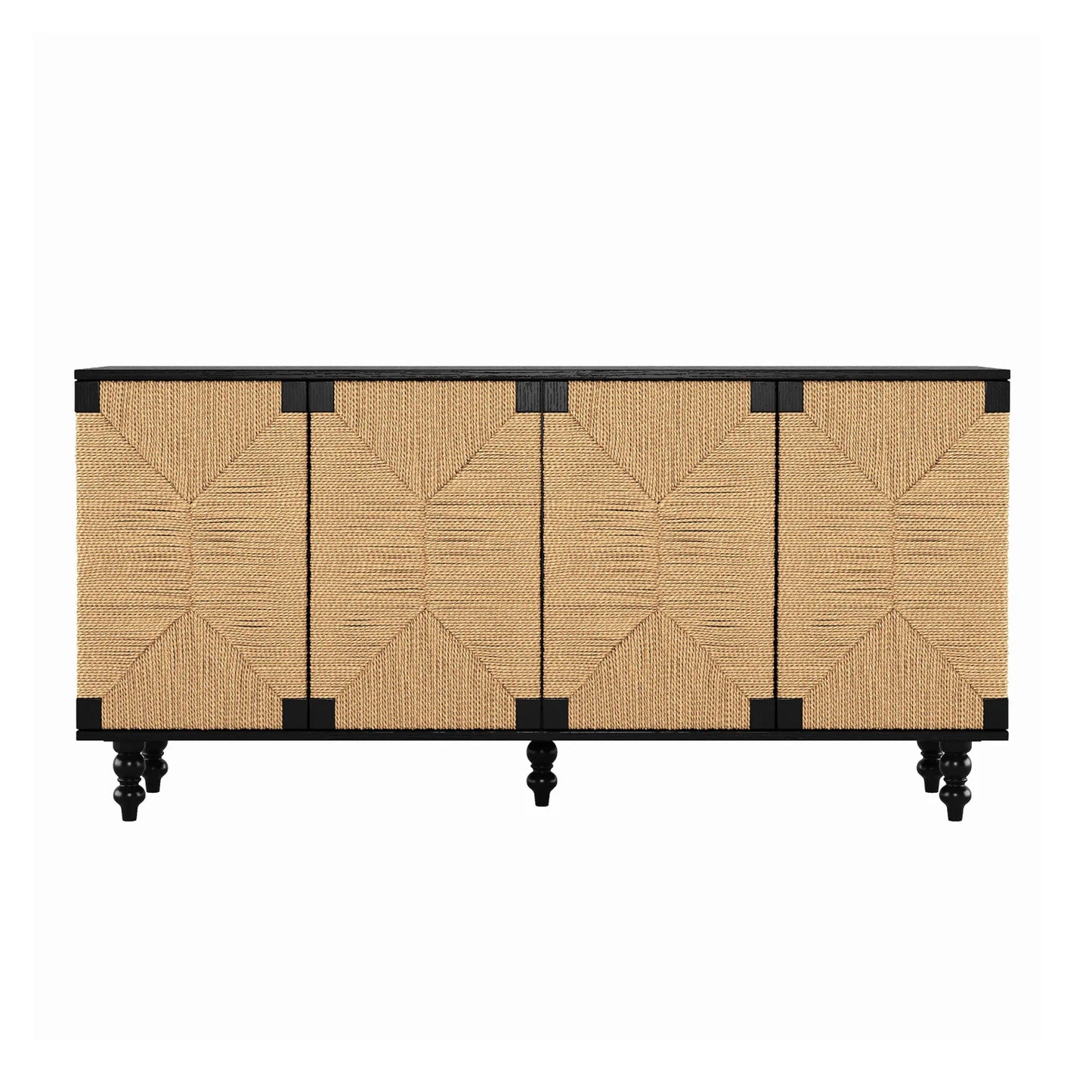 Luxury Natural Wood 4-Door Sideboard European Style for Villa