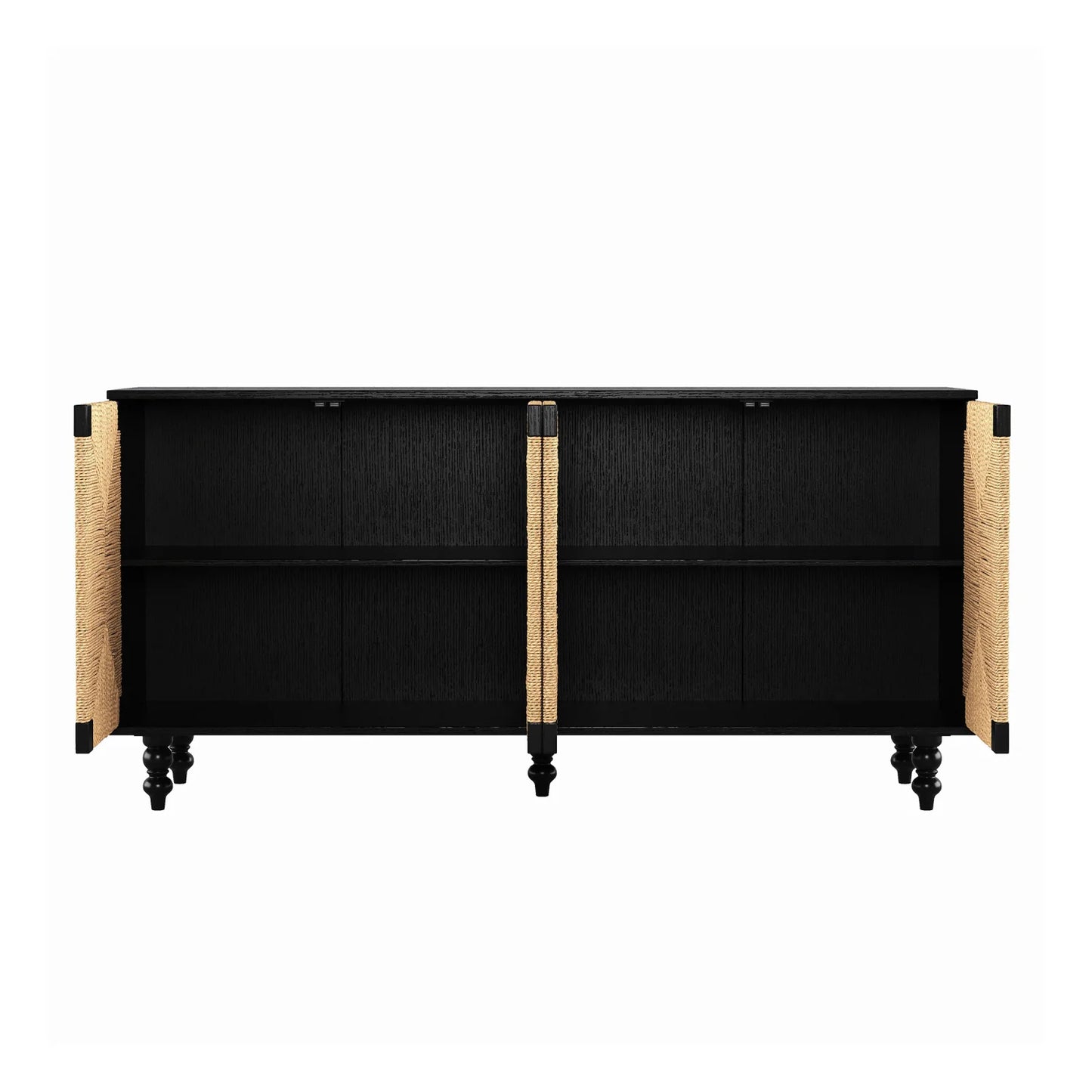 Luxury Natural Wood 4-Door Sideboard European Style for Villa