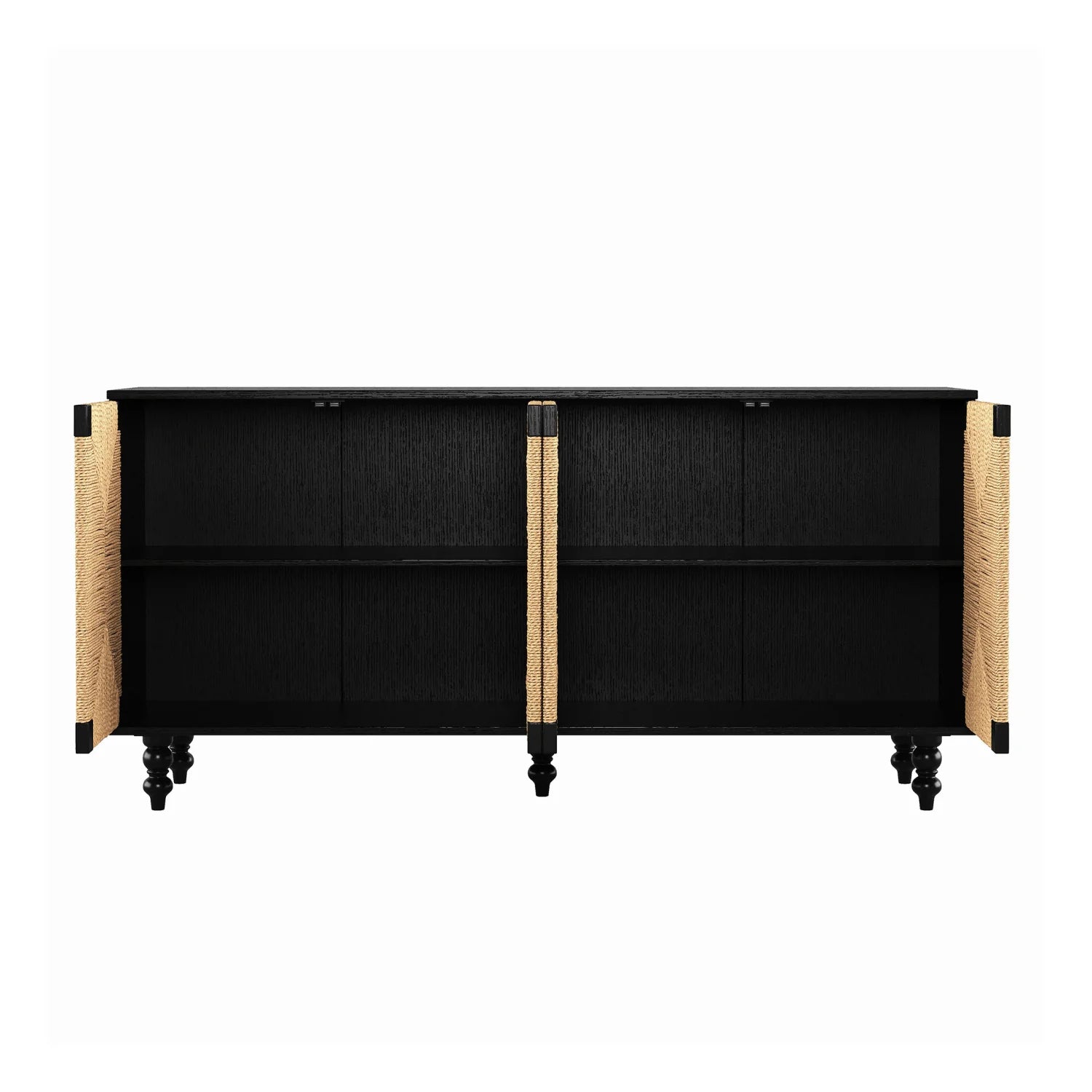 Luxury Natural Wood 4-Door Sideboard European Style for Villa