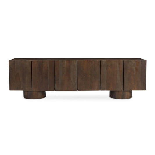 Luxury Neem Wood 6-Door Media Unit Modern Italian Style for Villa