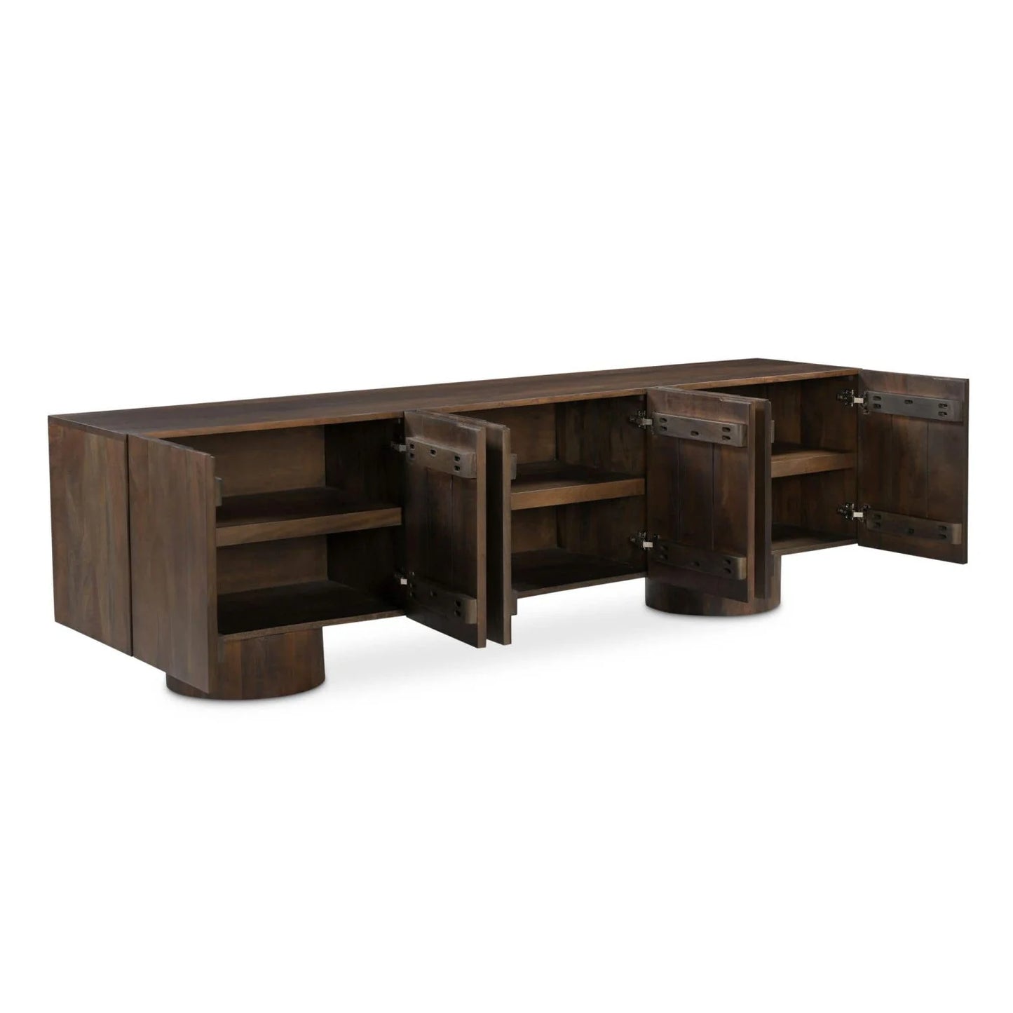Luxury Neem Wood 6-Door Media Unit Modern Italian Style for Villa