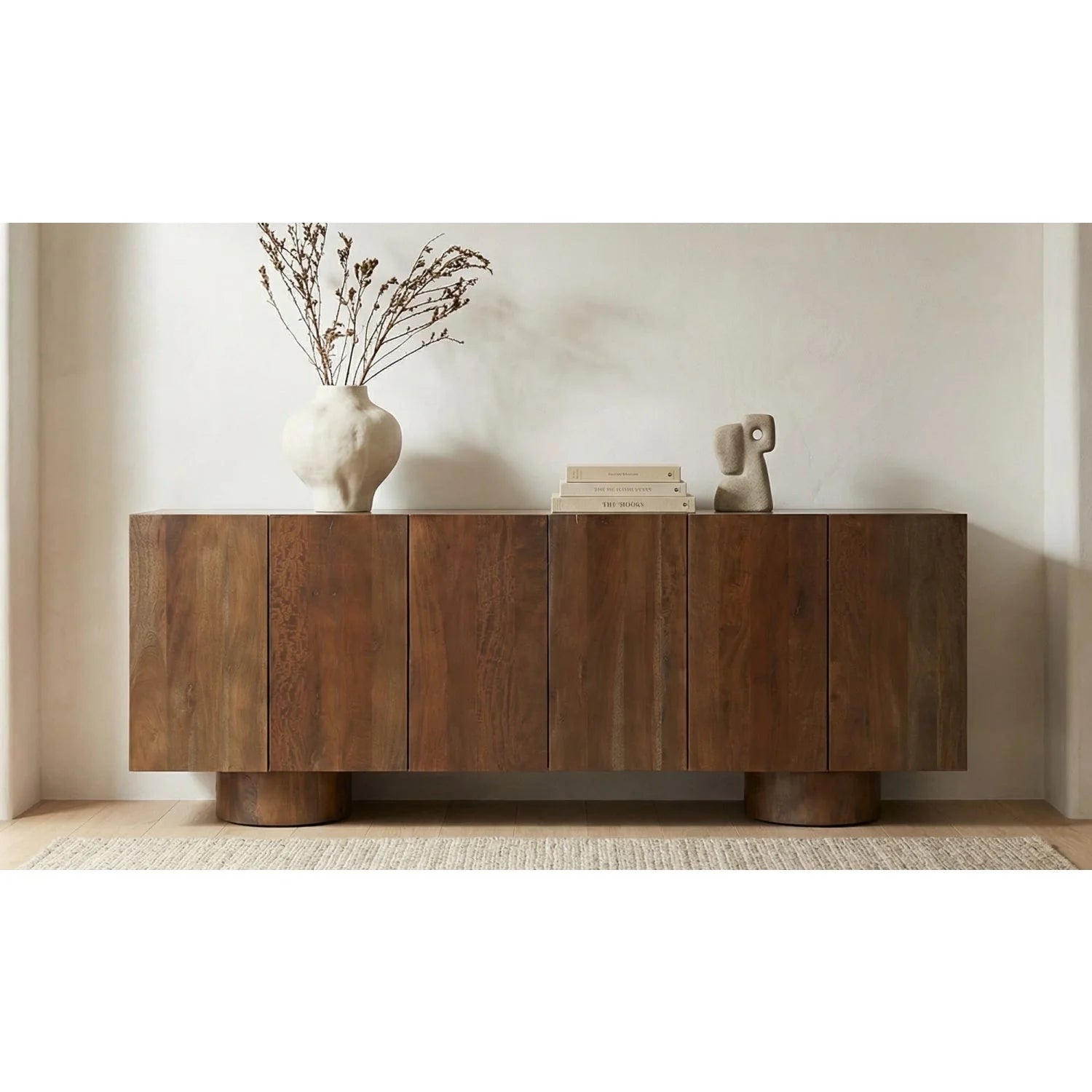 Luxury Neem Wood 6-Door Sideboard European Style for Villa