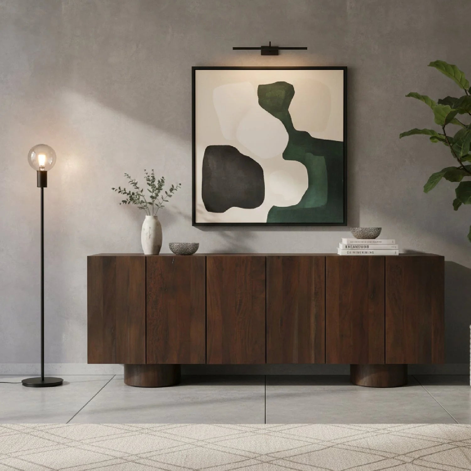 Luxury Neem Wood 6-Door Sideboard European Style for Villa