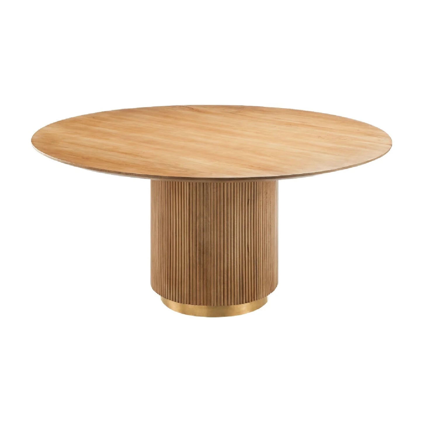 Luxury Nems Reeded Wood Round Dining Table Modern Italian Style for Villa