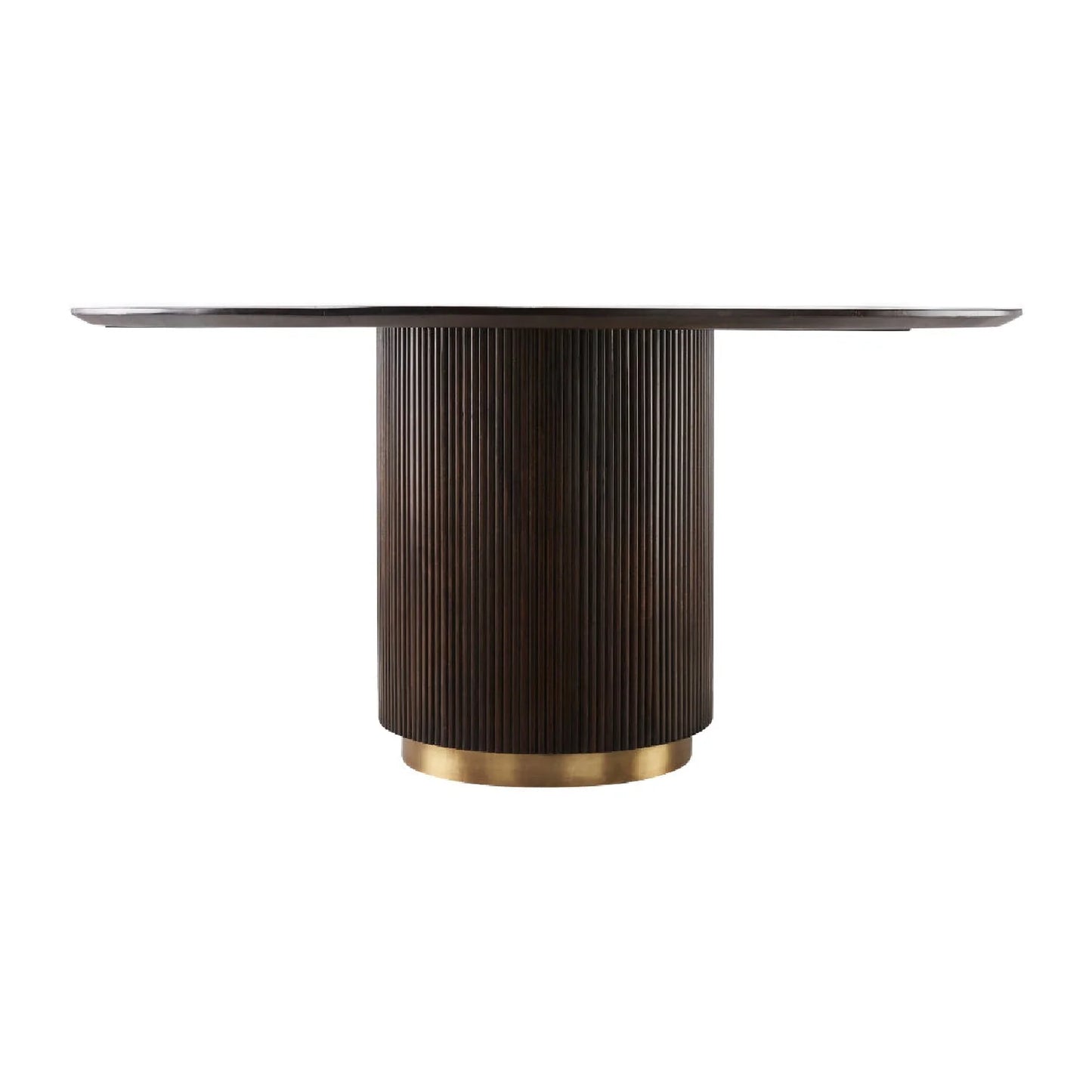 Luxury Nems Reeded Wood Round Dining Table Modern Italian Style for Villa