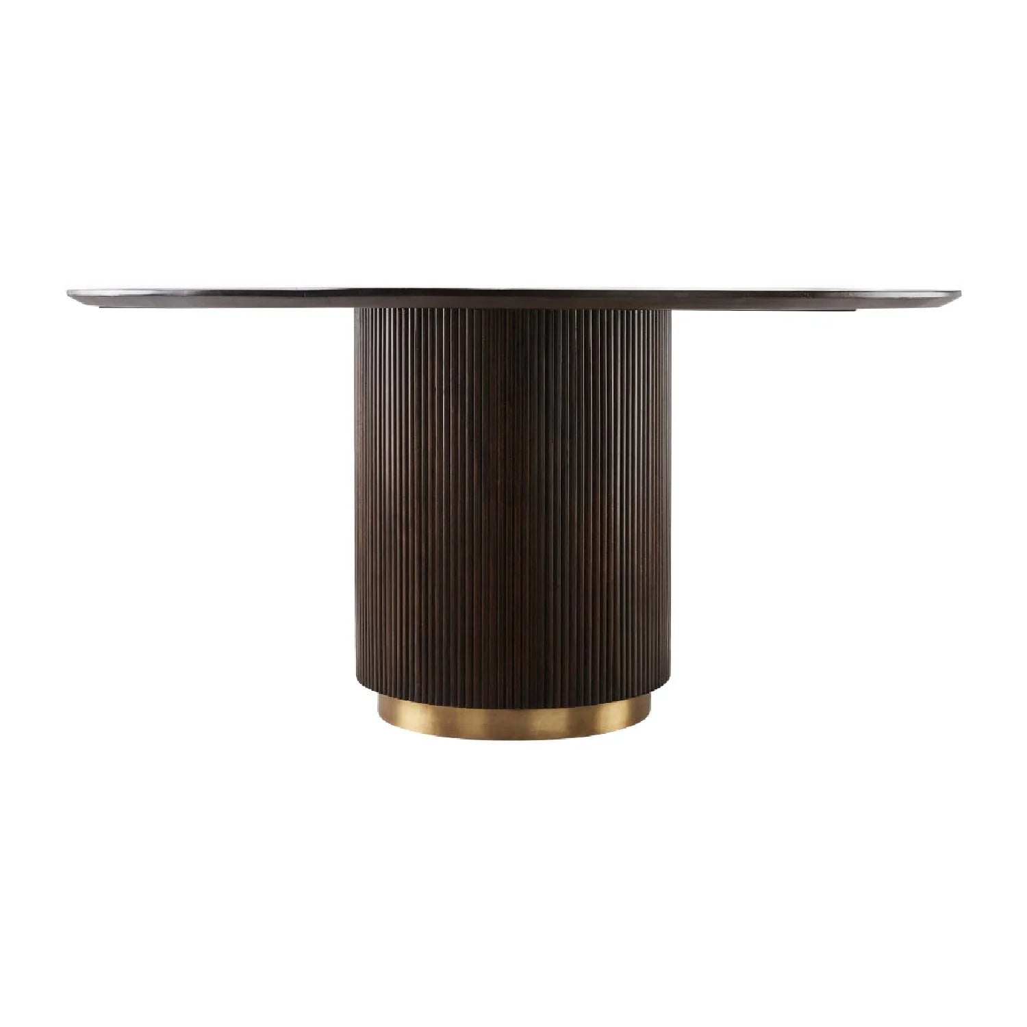 Luxury Nems Reeded Wood Round Dining Table Modern Italian Style for Villa