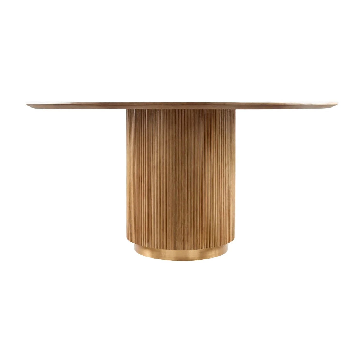 Luxury Nems Reeded Wood Round Dining Table Modern Italian Style for Villa