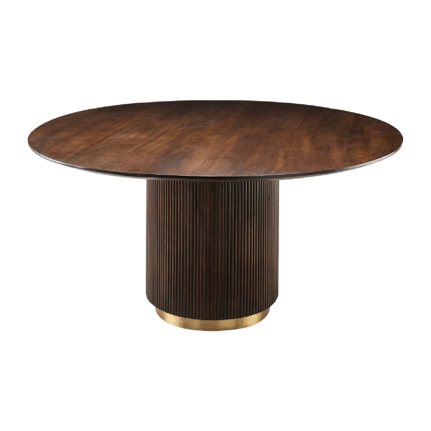 Luxury Nems Reeded Wood Round Dining Table Modern Italian Style for Villa