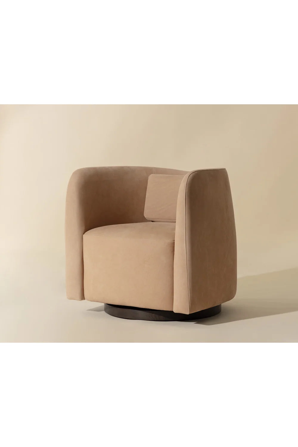 Luxury Nubuck Leather Swivel Lounge Chair Modern Italian Style for Villa