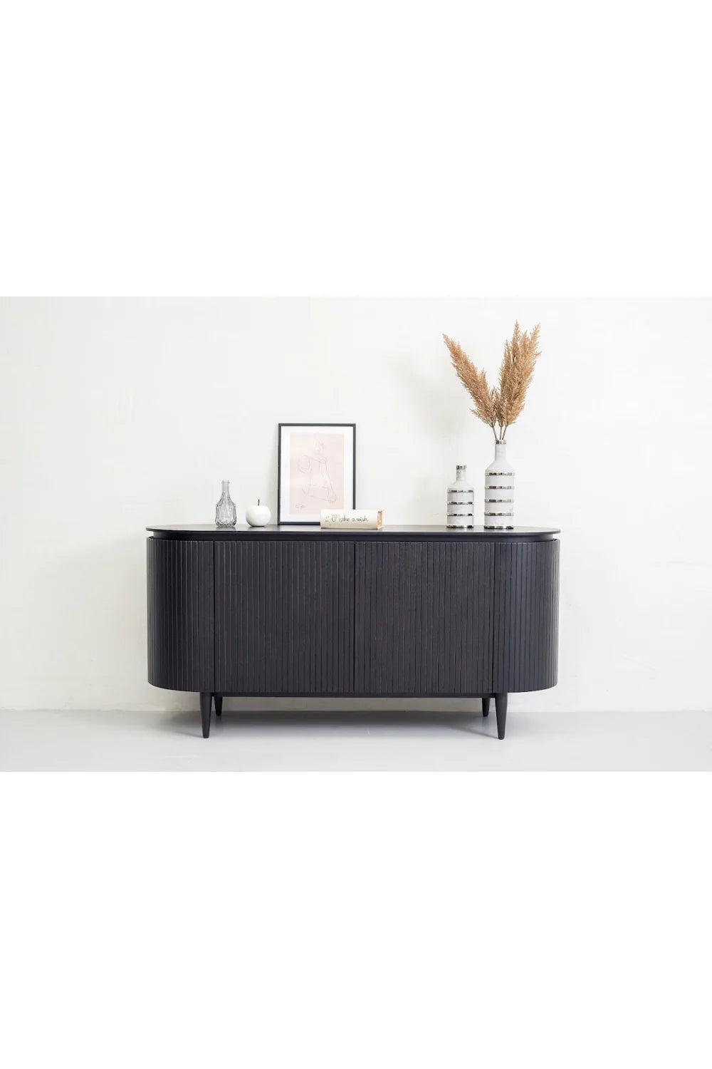 Luxury Oak 4-Door Sideboard European Style for Villa