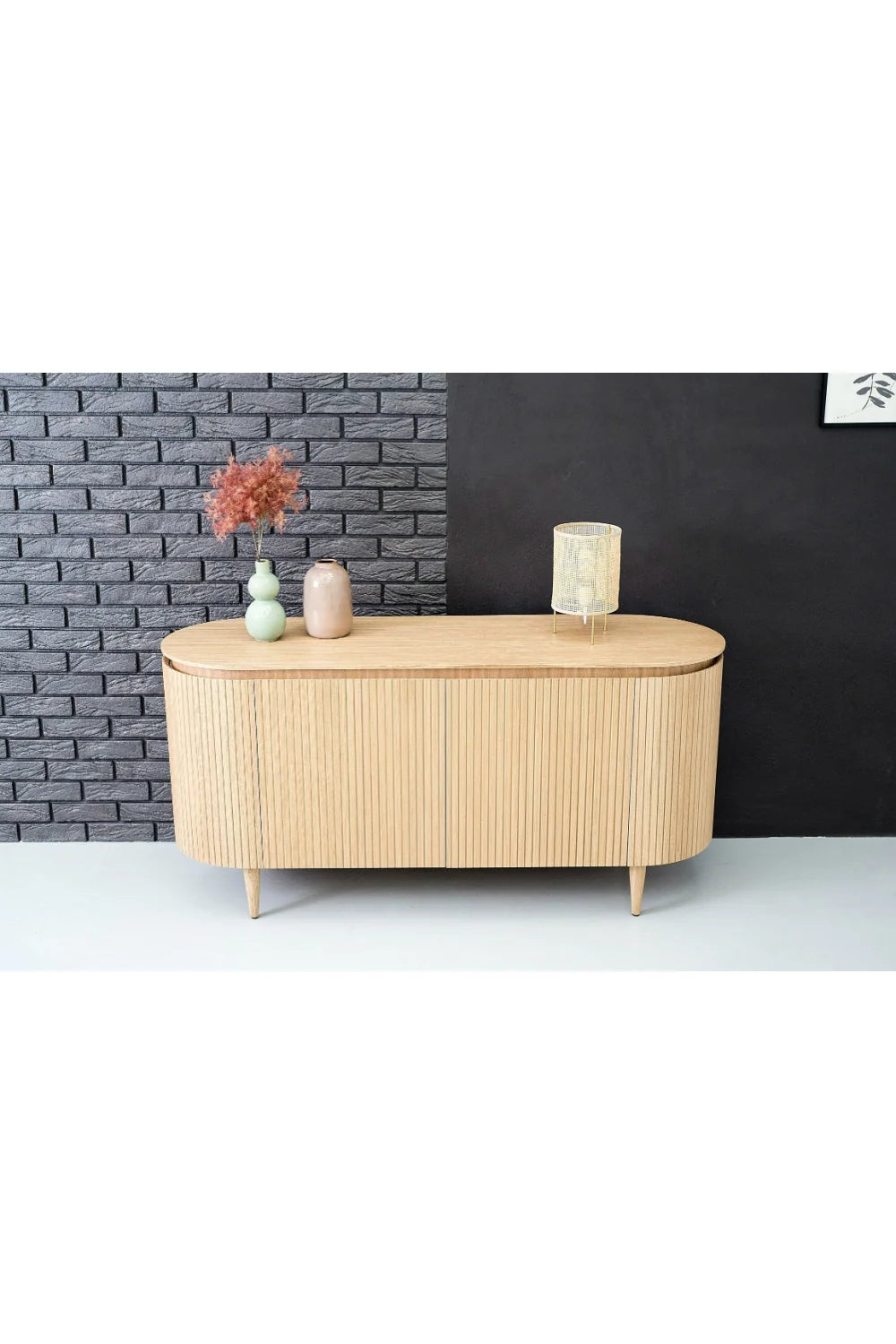 Luxury Oak 4-Door Sideboard European Style for Villa