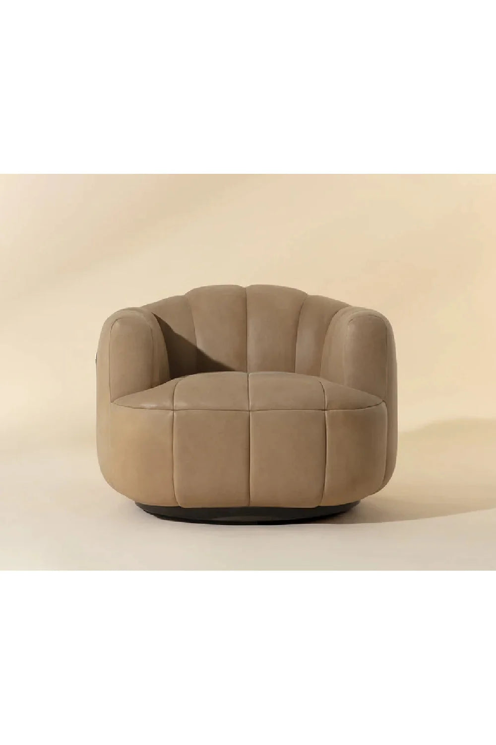 Luxury Oak Base Barrel Swivel Armchair Modern Italian Style for Villa