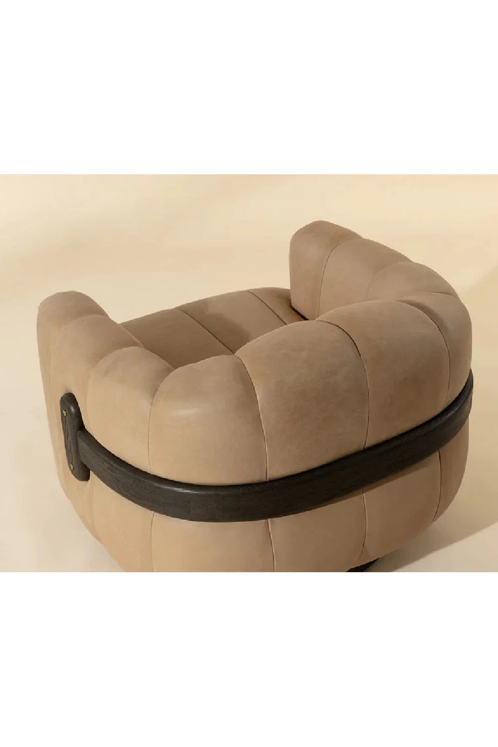 Luxury Oak Base Barrel Swivel Armchair Modern Italian Style for Villa