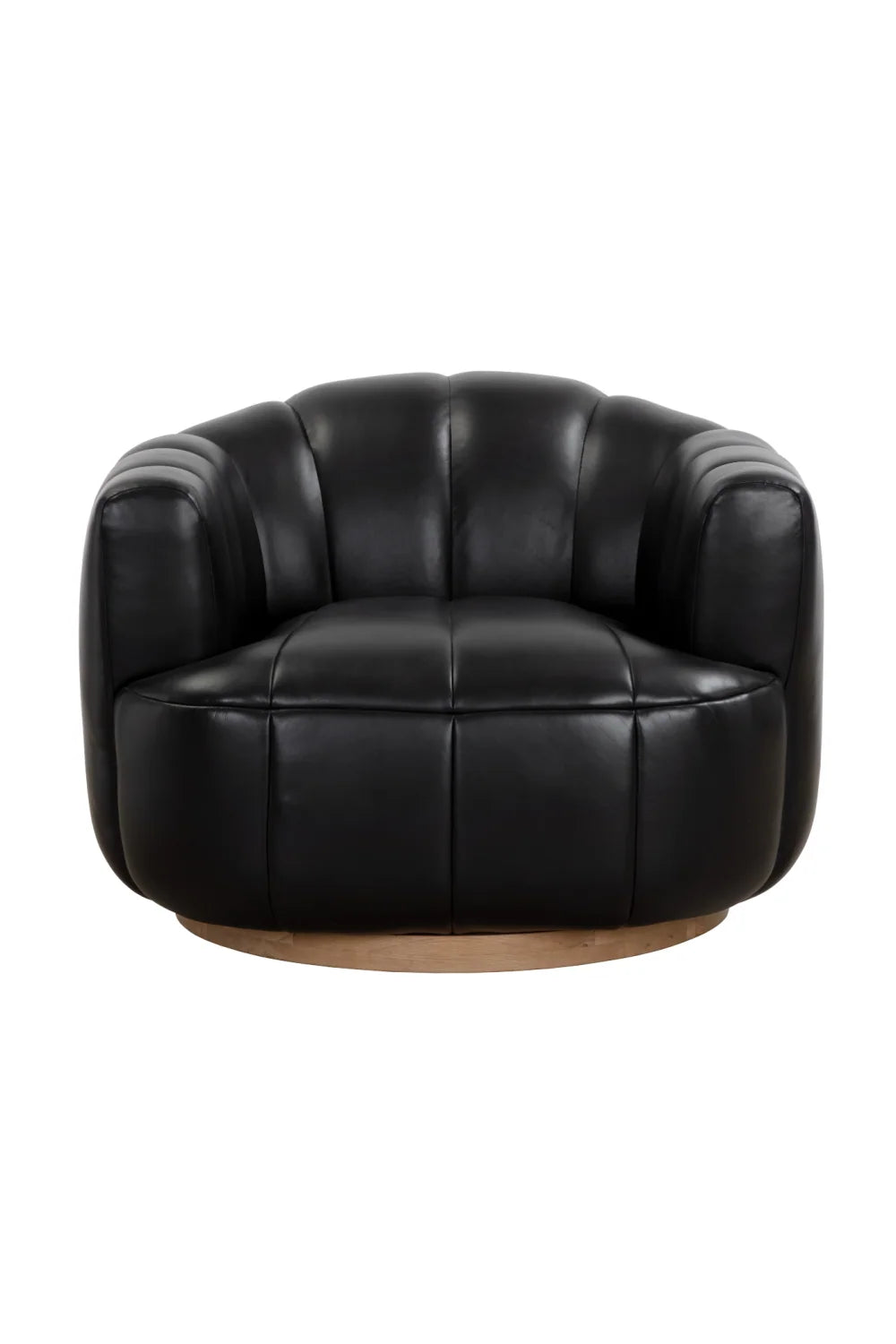 Luxury Oak Base Barrel Swivel Armchair Modern Italian Style for Villa