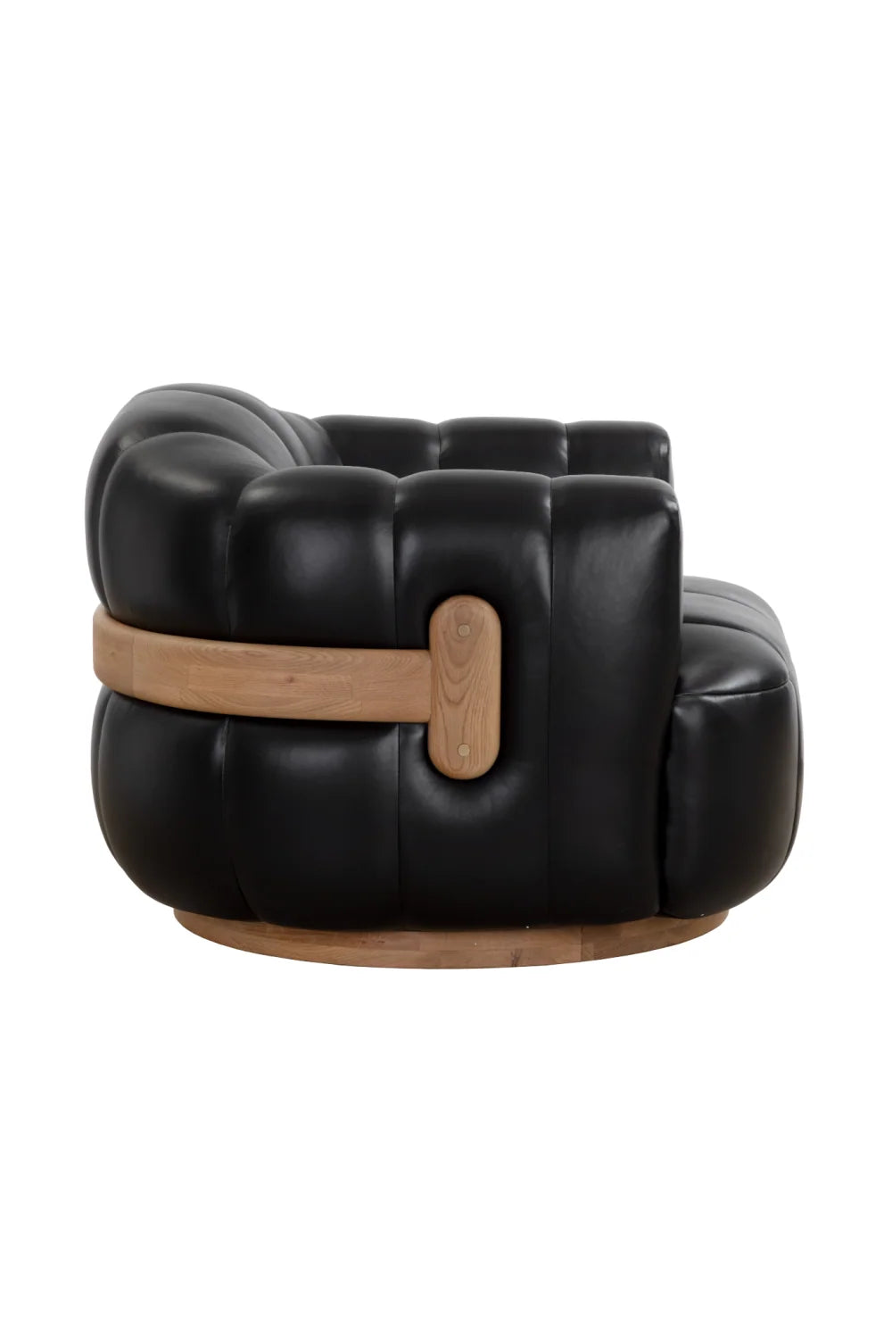 Luxury Oak Base Barrel Swivel Armchair Modern Italian Style for Villa
