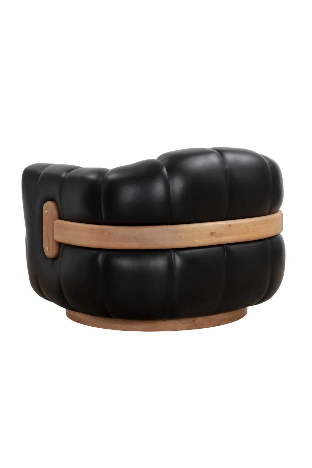 Luxury Oak Base Barrel Swivel Armchair Modern Italian Style for Villa