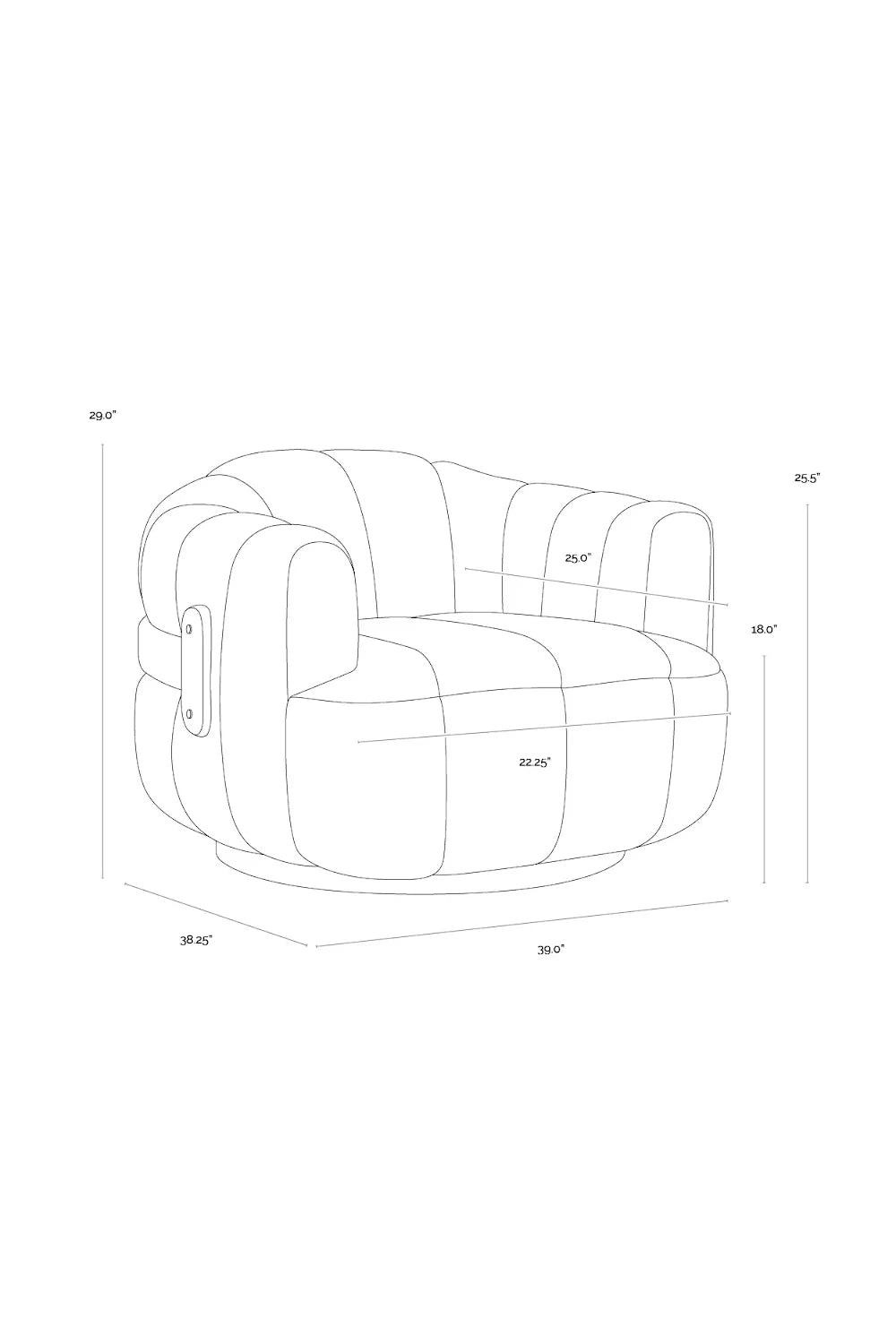 Luxury Oak Base Barrel Swivel Armchair Modern Italian Style for Villa