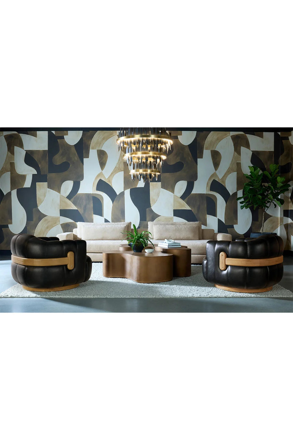 Luxury Oak Base Barrel Swivel Armchair Modern Italian Style for Villa