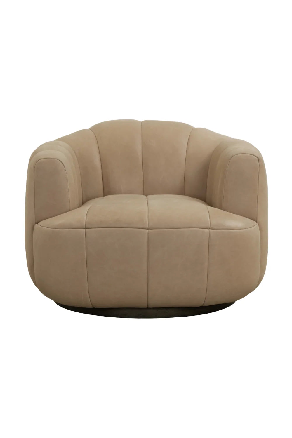 Luxury Oak Base Barrel Swivel Armchair Modern Italian Style for Villa