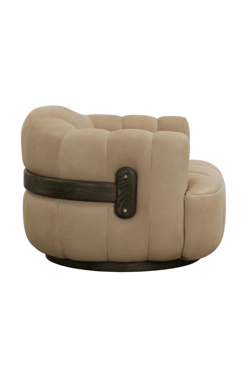 Luxury Oak Base Barrel Swivel Armchair Modern Italian Style for Villa