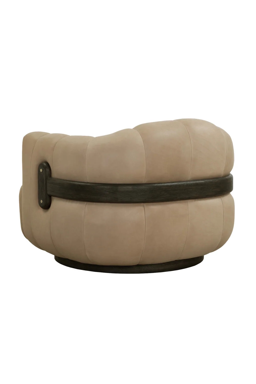 Luxury Oak Base Barrel Swivel Armchair Modern Italian Style for Villa
