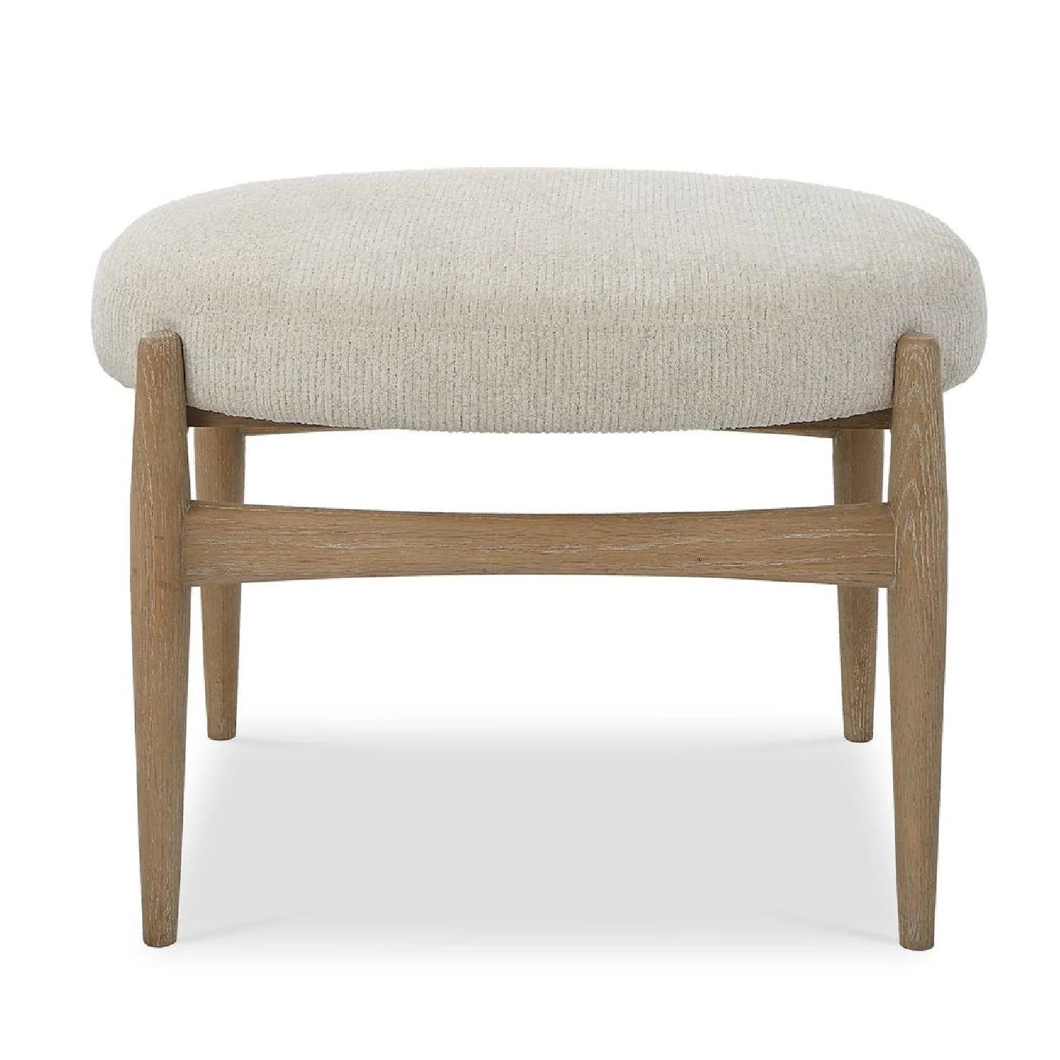 Luxury Oak Base White Fabric Bench European Style for Villa