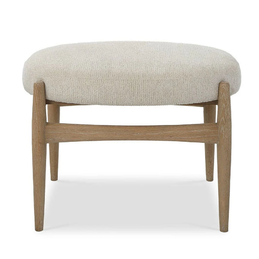 Luxury Oak Base White Fabric Bench European Style for Villa