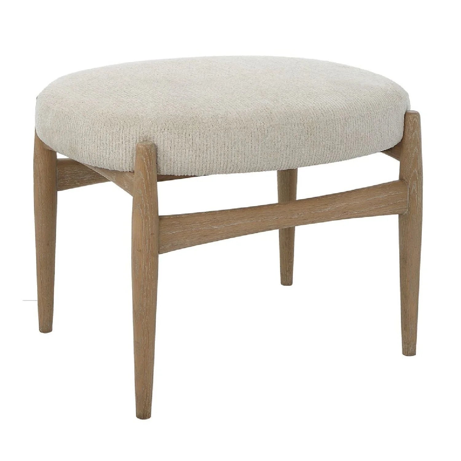 Luxury Oak Base White Fabric Bench European Style for Villa