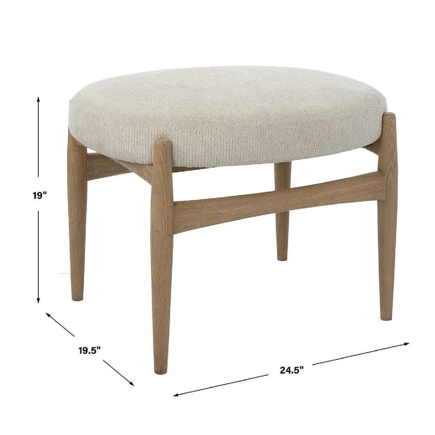 Luxury Oak Base White Fabric Bench European Style for Villa