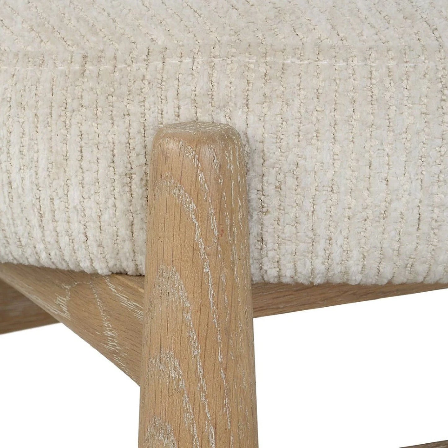 Luxury Oak Base White Fabric Bench European Style for Villa