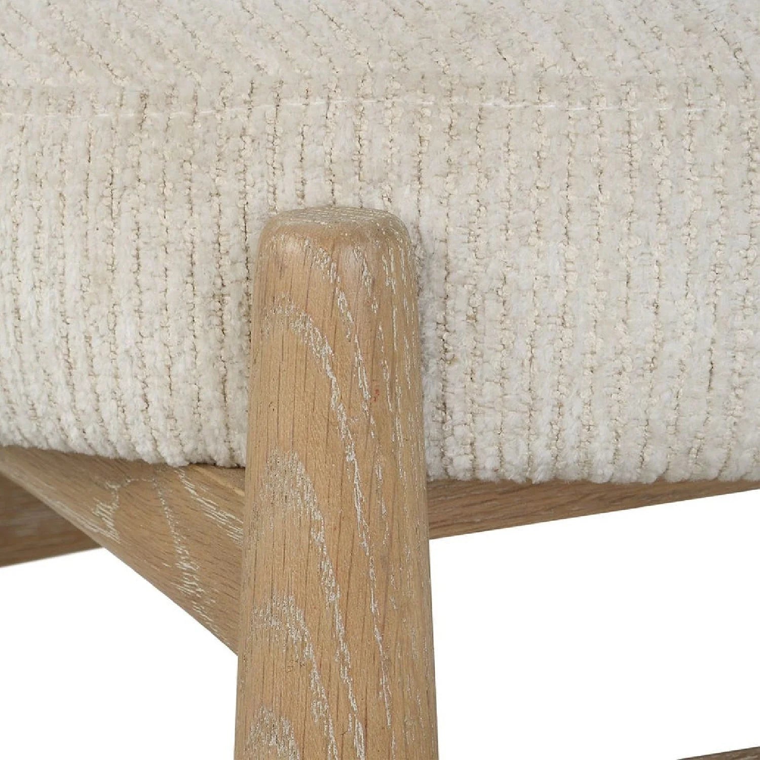Luxury Oak Base White Fabric Bench European Style for Villa