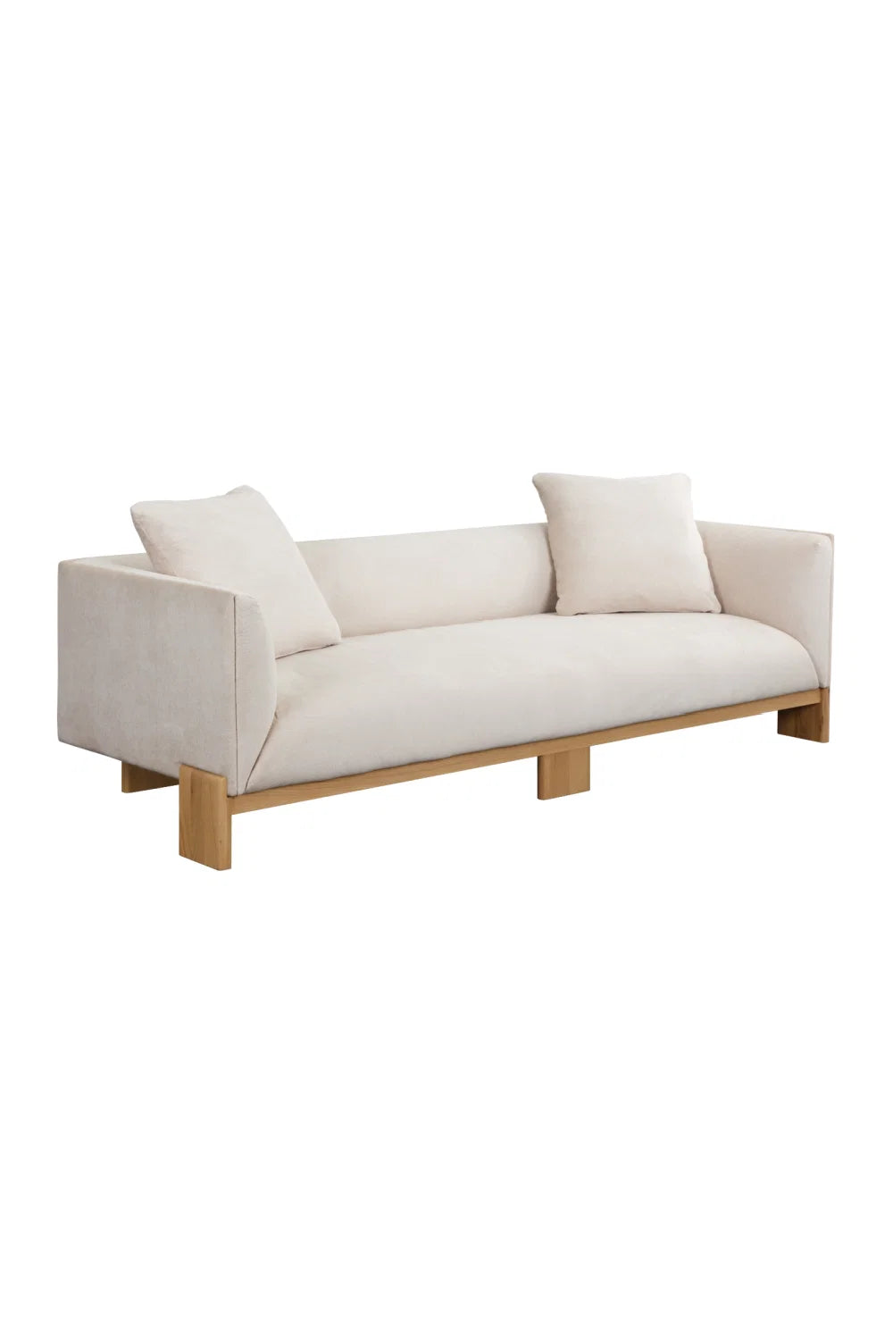 Luxury Oak Base White Upholstered Sofa Modern Italian Style for Villa
