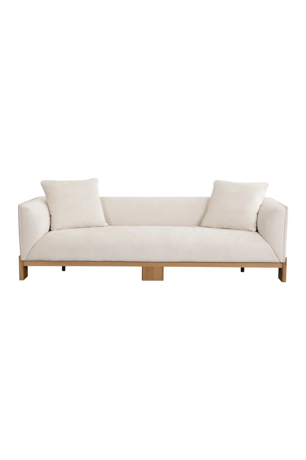 Luxury Oak Base White Upholstered Sofa Modern Italian Style for Villa