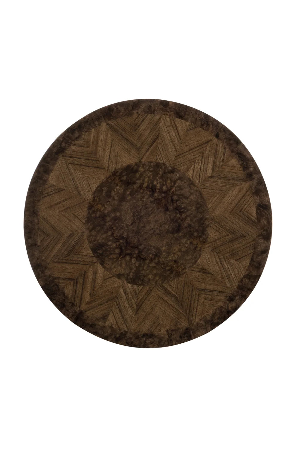 Luxury Oak Burl Round Coffee Table Modern Italian Style for Villa